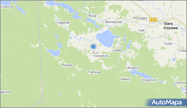 mapa Konarzyny, Konarzyny gmina Stara Kiszewa na mapie Targeo